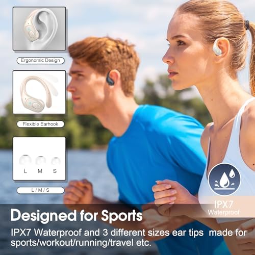 Ultimate Bluetooth 5.4 Wireless Earbuds with 75-Hour Playtime – Ergonomic Deep Bass Sport Headphones with IPX7 Waterproof Rating for Active Lifestyles, Advanced ENC Noise Cancelling Mic for Superior Call Clarity – Ideal for Fitness and Outdoor Activities