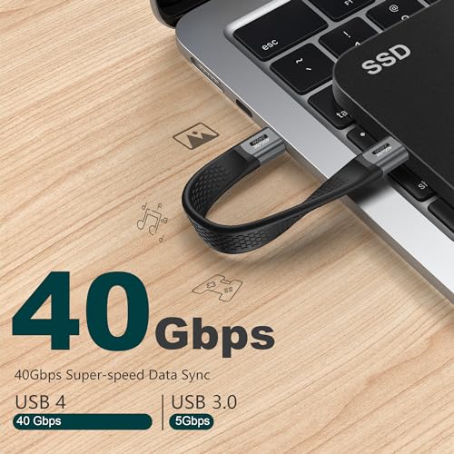 Ultra-Fast 8.5-Inch USB C Cable – Thunderbolt 4 Type-C C to C with 40 Gbps Data Transfer & 240 W PD Fast Charging – 8 K@60 Hz Video Output Compatible with i Phone 16 Pro Max, Mac Books & External SSDs – Perfect for Travel & Efficient Workspaces