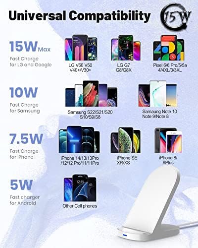 YW YUWISS 15 W Fast Wireless Charger Stand – Ultra-Compatible Charging Solution for i Phone 14/13/12 Series & Samsung Galaxy S22/S21/S20 – Vertical & Horizontal Design for Effortless Device Access, Enhanced Safety Features, Portable & Stylish Tech Accessory
