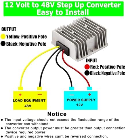 High-Performance 48 V to 12 V DC-DC Step Down Converter by Eagwell – 120 W Power Supply with Built-in Fuse for Maximum Safety – Perfect for Golf Carts, Scooters, RVs, and Marine Use – Reliable Voltage Reduction for Enhanced Device Efficiency and Versatility