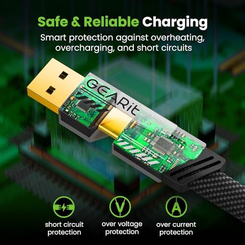 Ultimate 4-in-1 Fast-Charging Cable by GEARit – 100 W USB-C, USB-A & Lightning Connectors for Seamless Multi-Device Charging – 4.6 Feet Tangle-Free Flat Design for Enhanced Portability – Compatible with i Phone, Mac Book Pro, Tablets & More – Elevate Your Power Experience with Superior Durability and Efficiency