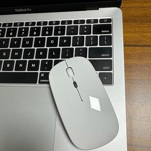 Sleek Bluetooth Wireless Mouse for Mac, Windows & i Pad – Ergonomic Design, High-Precision Navigation, Rechargeable & Dual-Mode Compatibility (Gray & Black) – Elevate Your Productivity with Clutter-Free Connectivity