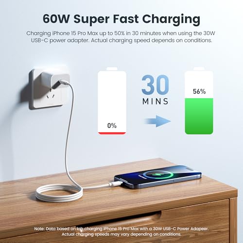 High-Speed 60 W USB C Cable Set [2-Pack, 10 ft] – Versatile Fast Charging Silicone Cord for i Phone 16, Samsung Galaxy S24, Mac Book Air, and More – Durable Design for Maximum Compatibility and Extended Reach (Black & White)