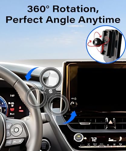 Magnetism Car Phone Holder for 2019-2025 Toyota Corolla & Corolla Cross – Premium Mag Safe Compatible Mount with 360° Rotation for Hands-Free Navigation – Effortless Installation, Universal Smartphone Fit, and Enhanced Driving Safety
