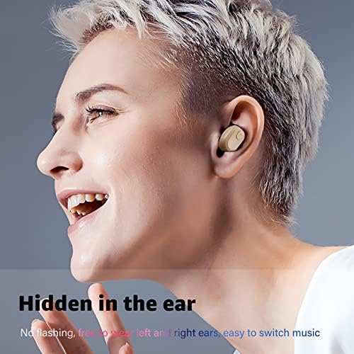Ultra-Compact Bluetooth Wireless Earbud with 12-Hour Playtime – Invisible Sports Headphone for Ultimate Comfort and Superior Sound Quality – Ideal for Active Lifestyles, Work, and Relaxation – Chic Beige Design for Discreet Listening