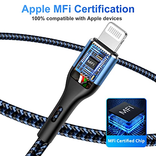 Ultimate i Phone Charger Cord Set – 4 Pack (1.5/3/6/6 FT) | MFi Certified Lightning Cables for Fast Charging | Compatible with i Phone 13, 12 Pro Max, Mini, 11 Pro, XS, XR, X, 8, 7 Plus, 6 s, 6 SE (2020), i Pad, i Pod | Durable Nylon Braided Design for Tangle-Free Convenience | Elevate Your Charging Experience with Enhanced Compatibility and Speed