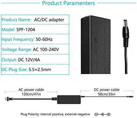 Reliable 12 V 4 A AC/DC Power Supply Adapter – 48 W Universal Charger for LCD Monitors, LED Strip Lights, and CCTV Systems – Optimized Compatibility with 5.5 x 2.5 mm Connector for Superior Power Efficiency