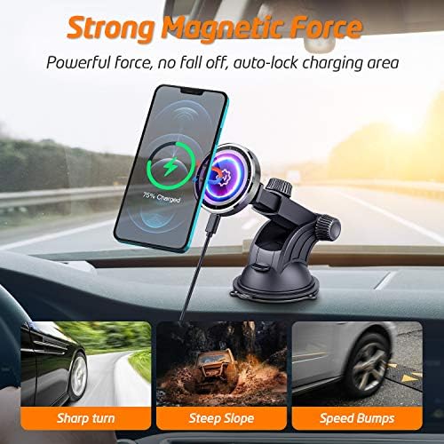 Wix Gear 15 W Wireless Magnetic Car Charger for i Phone 13/13 Pro/12/X/Mini – Seamless Air Vent & Dashboard Mount with Auto Alignment for Fast Charging and Enhanced Safety on the Go