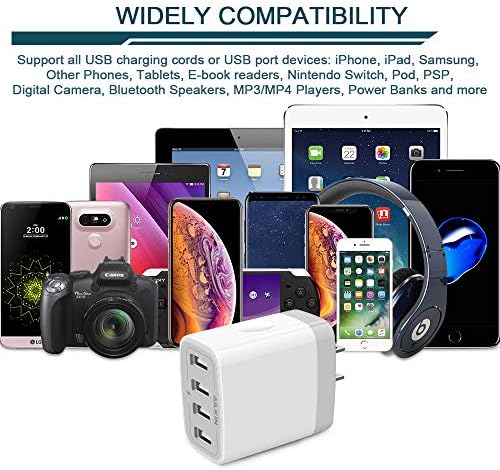 AILKIN 4.8 A Multi-Port USB Wall Charger – Ultimate Fast Charging Station for i Phone 15/14/SE/13/12/11 Pro Max & Samsung S23/S22 – Compact Power Hub with Built-in Safety Features for Home, Office & Travel
