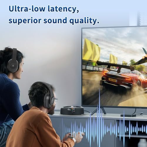 Unleash the Power of Sound with Wallar Ge Long-Range Wireless Over-Ear Headphones – Effortless Setup with RF Transmitter, 100 Ft Wireless Freedom, and 20-Hour Rechargeable Battery Life for Uninterrupted Entertainment – Luxurious Comfort in Sleek Black/Red Design, Compatible with All TV Brands for an Immersive Audio Experience