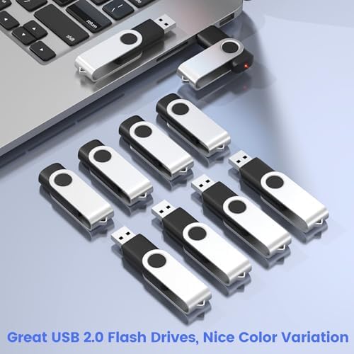 ABLAZE 20-Pack Portable 2 GB USB Flash Drives with Lanyards – Reliable USB 2.0 Thumb Drives for Effortless Data Storage and Transfer – Ideal for Students, Professionals, and Promotional Use – Compact Swivel Design for Enhanced Portability and Compatibility