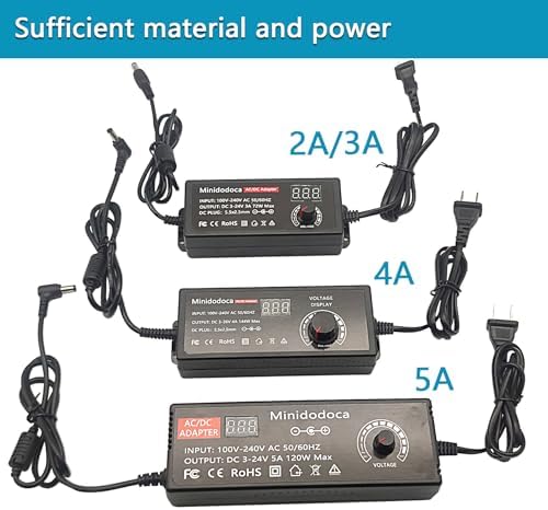 Universal 72 W Adjustable AC to DC Power Supply Adapter – Versatile 3 V to 36 V Converter with LED Voltage Display & 16 Interchangeable Tips for Efficient Household Electronics Charging – Ideal for Hobbyists and Professionals Seeking Optimal Performance and Portability