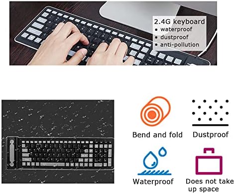 Ultimate Portable Wireless Silicone Keyboard – Rollable & Flexible 107-Key Design with Number Pad | Waterproof, Dustproof & Soft Touch Typing Experience for Laptops, PCs, Tablets & Travel Enthusiasts – Enhanced Compatibility & Effortless Storage