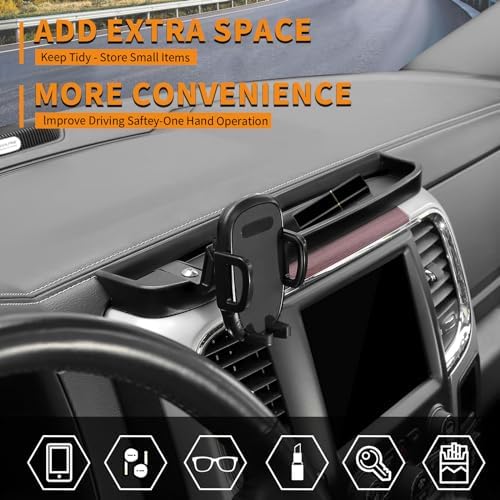 Transform Your Driving Experience with the Sturdy Multi-Mount Dash Phone Holder for 2012-2017 Dodge RAM – Effortless Smartphone Access & Efficient Storage Solution Enhance your vehicle’s functionality with our specialized Multi-Mount Dash Phone Holder, meticulously engineered for 2012-2017 Dodge RAM models. Constructed with a robust metal rod, this phone mount promises exceptional durability and stability, ensuring your device stays securely in place even on rugged roads. Seamlessly access your smartphone for navigation, music, and hands-free communication while maintaining complete focus on your driving. This versatile accessory accommodates a variety of smartphone sizes and features an integrated storage tray for essential items, decluttering your space and enhancing organization. Enjoy quick, tool-free installation for immediate use. Crafted with premium materials, this phone holder combines practicality with a sleek aesthetic, making it an indispensable accessory for every Dodge RAM enthusiast. Upgrade your daily commute with this essential smartphone solution engineered for both style and functionality.