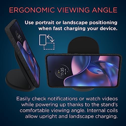 Motorola Turbo Power 15 W Qi Wireless Charging Stand with 33 W Fast Charger & USB-C Cable for Moto G Power 2024/2025, Edge Series, & Razr Models – Ultimate Charging Kit for Enhanced Performance and Compatibility