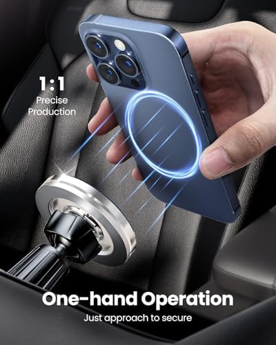 REEVAA Mag Safe Car Mount – Premium Magnetic Phone Holder with Unmatched Magnet Strength for i Phone 16 Pro Max, 15, 14, 13, 12 Plus & Mini | 360° Adjustable Design for Optimal Viewing | Effortless Installation for Enhanced Driving Safety and Convenience