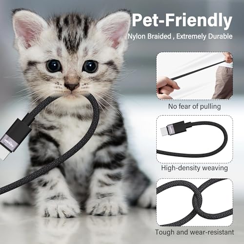 Adoreen 140W USB-C to Magnetic 3 Safe Fast-Charging Cable 6 Ft with 240W to USB-C Adapter, PD 3.1, LED Indicator, Braided Apple Magsafe Charger Accessories for Ipads, MacBook Pro & MacBook Air, Black – Enhanced Compatibility and Speed