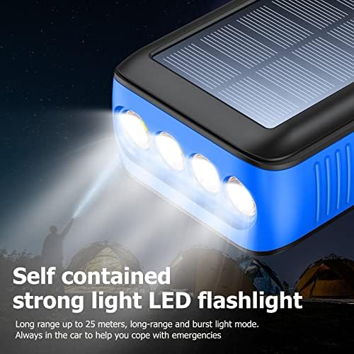 Ultimate 63200 m Ah Solar Power Bank with Hand Crank & 4 LED Flashlights – Fast Charging Emergency Battery Pack for Hiking, Camping, and Survival – Unmatched Durability and Safety Features for All Outdoor Adventures – Dual Input & Output Compatibility, Water & Drop Resistant Design for Extreme Conditions
