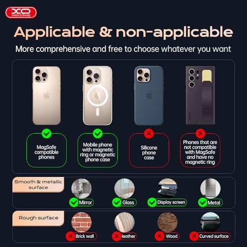 Electric Vacuum Magnetic Suction Phone Holder for Magsafe,360° Adjustable Magnetic Car Phone Mount,Foldable Portable Cell Phone Holder for iPhone 16/15/14/13/12 Series (Not Charge Phone) – Enhanced Compatibility and Speed