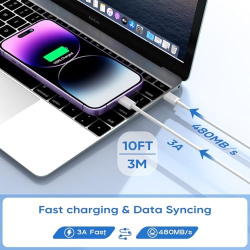 10 FT Apple MFi Certified Fast Charging Cable – Extra Long USB C to Lightning Connector for i Phone & i Pad – Rapid PD Power Delivery for Maximum Efficiency with i Phone 14 Pro Max/Plus, 13 Pro/Mini, 12, 11, X – Durable, Flexible, and Tangle-Free Design for Ultimate Charging Convenience