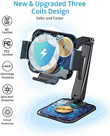 ANPULES 2-in-1 Wireless Charging Stand for Samsung Galaxy Z Fold Series and Buds – Fast Charging Dock with 3 Coils for Enhanced Compatibility and Efficiency, Sleek Design for Tidy Spaces, Non-Slip Surface for Secure Charging