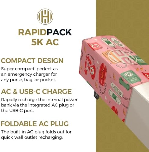 Ultra-Compact HALO Rapid Pack 5000 AC: Dual-Function Power Bank & Wall Charger with Fast USB-A & USB-C Ports | TSA-Approved Travel Essential for Multi-Device Charging | Smart Battery Protection & LED Indicators for Ultimate Convenience