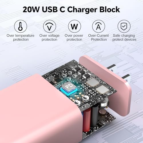 20 W Dual USB-C Fast Charger Block for i Phone 15/16 Series – Includes Two 10 FT USB-C Charging Cables, Perfect for Pro Max, Plus, Pro, i Pad Pro/Air – Compact, High-Speed Charging Solution (2 Pack, Black)