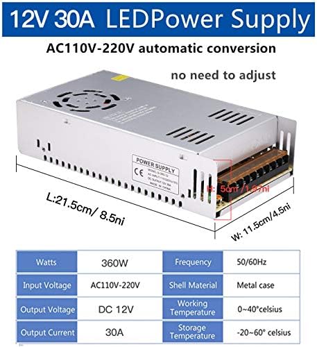 Ultra-Reliable 600 W DC 12 V 50 A Power Supply Adapter – Versatile AC 110/220 V to DC Converter for Seamless LED Lighting, Advanced CCTV Systems, High-Performance 3 D Printers, and Diverse Electronics – Enhanced Efficiency and Safety Features for Optimal Performance