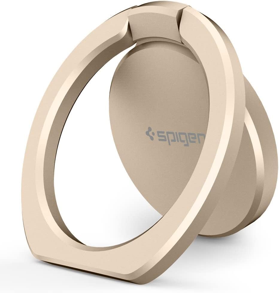 Spigen 360° Style Ring Grip – Versatile Phone Holder & Kickstand in Champagne Gold, Magnetic Car Mount Compatible, Durable Zinc Alloy & Stainless Steel for All Smartphones & Tablets