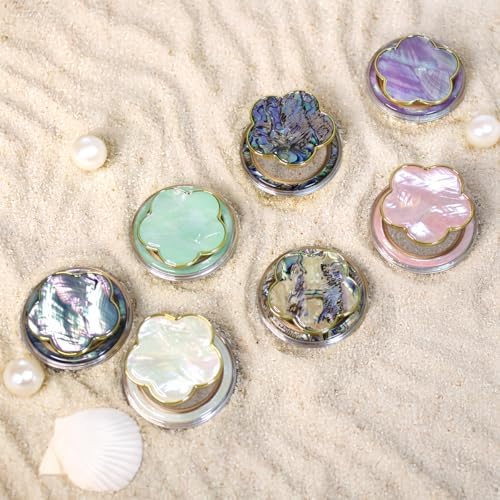 Chic Mother of Pearl Daisy Floral Phone Grip & Stand – Stylish Magnetic Phone Holder for Secure One-Handed Use and Hands-Free Viewing (Crème) – Ideal Floral Accessory for Enhanced Mobile Experience and Compatibility with Mag Safe Devices