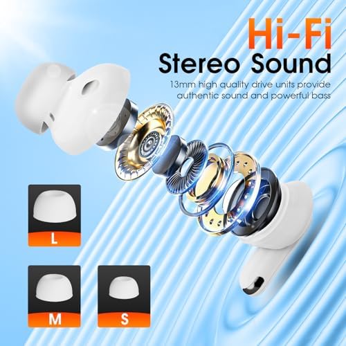Premium Touch Screen Bluetooth 5.4 Earbuds with Advanced ANC | 48-Hour Playtime Hi-Fi Stereo Wireless Earphones for i OS & Android | Elevate Your Audio with Deep Bass and Smart Charging Case for Workouts and Daily Use