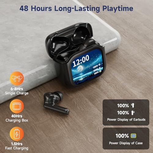 Elevate Your Audio Experience with ELECGO Bluetooth 5.4 Wireless Earbuds – Advanced ANC/ENC Noise Cancellation, Touch Control Technology, and Customizable EQ for i Phone and Android Users – Perfect for Active Lifestyles, Daily Commutes, and Relaxation Moments