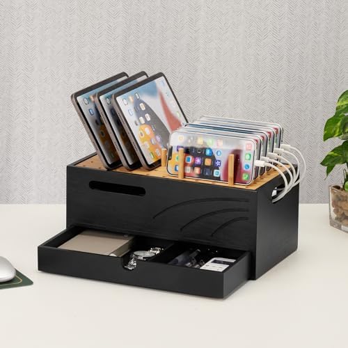 Natural Bamboo Multi-Device Charging Station – Elegant Desk Organizer for Phones, Tablets, and Laptops | Fast Charge & Clutter-Free Solution for Work-from-Home Efficiency | Sustainable & Durable Design for Modern Professionals