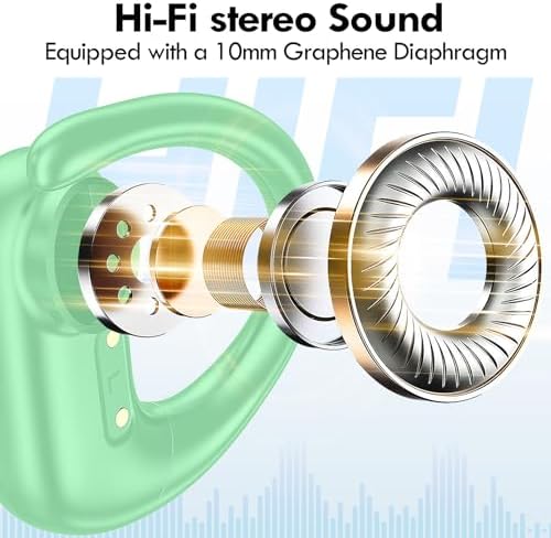 Kurdene Wireless Sport Earbuds – Ultra-Comfortable Bluetooth Headphones with 60 Hours Playtime, Immersive Deep Bass Sound, and Secure Over-Ear Fit for Active Use – Perfect for Running, Workouts, and Business Calls – Lightweight, Sweat-Resistant Design in Sleek Black Finish