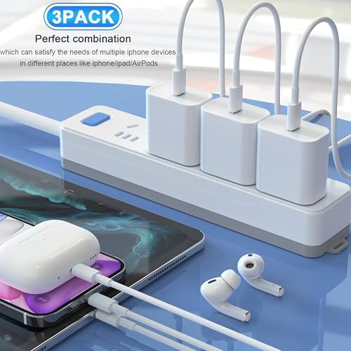 Apple MFi Certified 20 W PD Wall Charger with 3 FT USB C to Lightning Cable – Ultra-Fast Charging Solution for i Phone 14 Pro Max, 14, 13 Mini, 12, 11, XR, XS Max, i Pad Air 3, and Air Pods – Compact & Travel-Friendly Design for Enhanced Device Compatibility and Efficiency