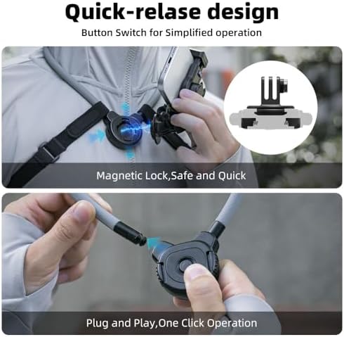 Ultimate SOH Neck Phone Mount – Hands-Free Magnetic Holder for i Phone, Android, and Action Cameras – Adjustable Chest Strap with 360-Degree Rotation for Effortless Vlogging and Content Creation – Lightweight, Durable Design for Adventurers and Creators