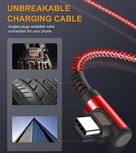 High-Speed USB-C to USB-C Charging Cable 60 W [2-Pack 10 ft] – Right Angle Design for i Phone 15 & 16, Mac Book Air/Pro, Samsung Galaxy S20-S25, Pixel – Ultimate Efficiency and Versatile Compatibility for Fast Data Transfer and Reliable Power Delivery