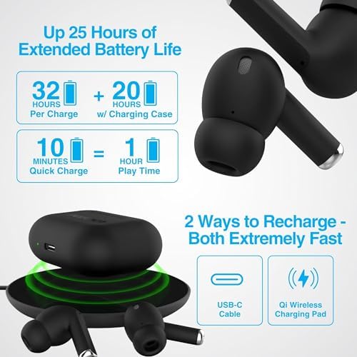 Naztech Xpods PRO True Wireless Earbuds – Advanced Noise Cancelling Sports Earbuds with Touch Control, IPX4 Waterproof Design, High-Definition Sound, Secure Fit for Active Lifestyles, Wireless Charging Case Included – Red Edition for Enhanced Mobility and Performance
