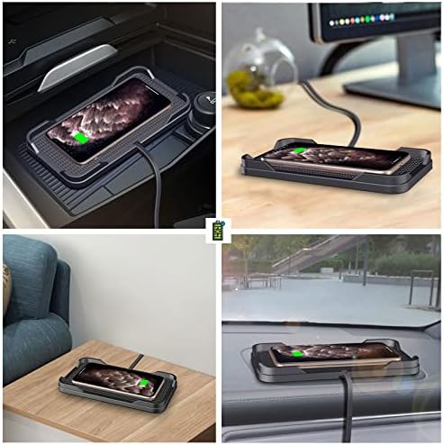 Polmxs 15 W Fast Wireless Car Charger Pad – Ultimate Compatibility for i Phone & Galaxy Devices, Sleek Non-Slip Design for Effortless Charging on the Go, Durable Cordless Charging Mat for Modern Lifestyles, Smart Temperature Control for Safe Power-Ups, Perfect for Clutter-Free Driving