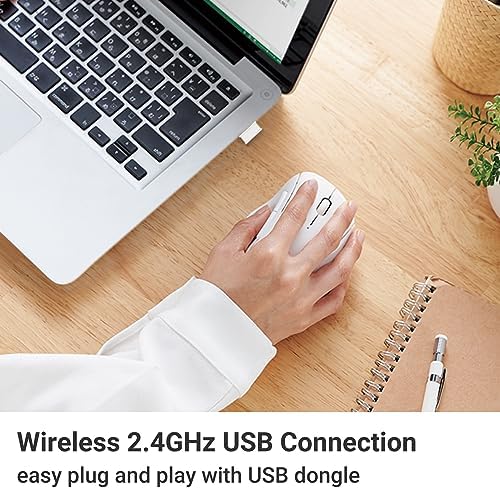 Elevate Your Productivity with the ELECOM Wireless Ergonomic Mouse – Silent Click, 2000 DPI Precision, 20-Month Battery Life, and Stylish White Design for PCs, Macs, and Laptops – Perfect for Home or Office Use