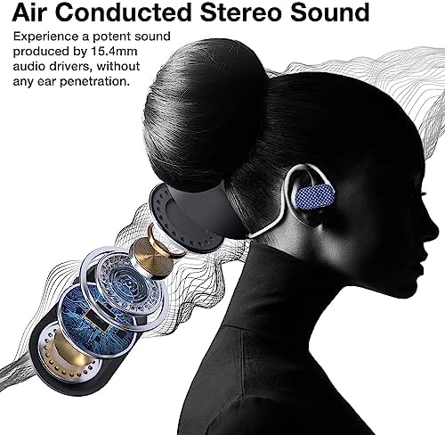 Purity Air Open Ear Headphones – Advanced True Air Conduction Wireless Bluetooth Earbuds with Dual Mic for Clear Calls – Ergonomic, Sweat-Resistant Design for Active Lifestyles – Compatible with i Phone & Android – Ultimate Comfort and Audio Awareness