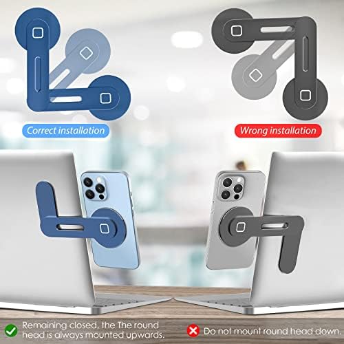CloudValley Adjustable Laptop Stand, Magnetic Phone Holder, Aluminum Slim Computer Monitor Side Mount Clip for iPhone MagSafe Series & All Phones, Portable Foldable Computer Expansion, Matte Black – Enhanced Compatibility and Speed
