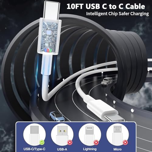 Ultra-Fast Dual Port USB-C i Phone Charger with 10 FT Quick Lightning Cables – High-Efficiency Charging Block for i Phone 14 Pro Max, 13 Pro, 12, 11, XS, XR, 8, SE – Ideal for Home and Travel, 2-Pack for Maximum Convenience and Speed