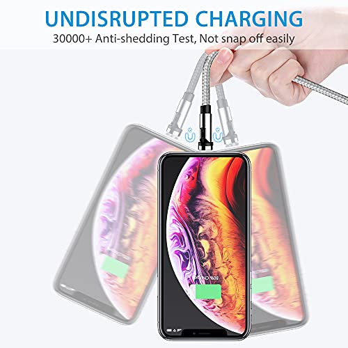Terasako 5-Pack Magnetic Charging Cables – 540° Rotating Magnetic Connectors with LED Indicator – Versatile 90° Angle Design for Reduced Strain – Durable Nylon-Braided Cords in Black – Perfect for Smartphones, Tablets, and More – Enhanced Charging Speed & Compatibility