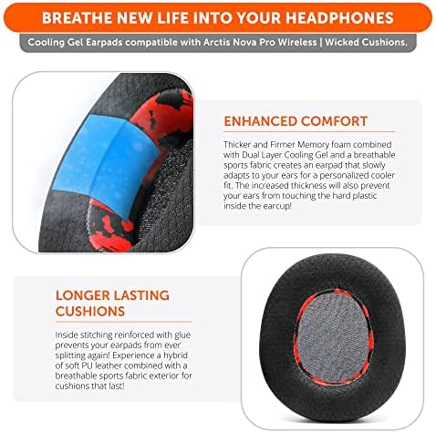 Experience Ultimate Comfort with WC Freeze Nova Pro Wireless Cooling Gel Earpads for Arctis Nova Pro – Exclusive 90’s Black Design, Enhanced Durability & Sound Isolation, Tailored Fit for Gamers Seeking Maximum Performance and Prolonged Play Sessions