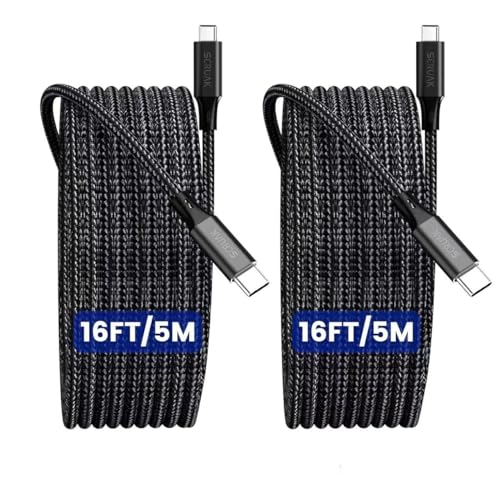 Elevate Your Charging Experience with Extra Long 16-Foot USB-C Charger Cables – 2-Pack for i Phone 15/16, i Pad Pro/Air/Mini 6, Fast Charging, Durable Nylon Braided Design for Home, Office, and Travel, Tangle-Free Convenience for Uninterrupted Use