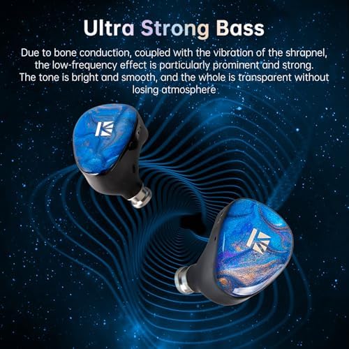 KBEAR KB02 Vibrant Resin Bone Conduction Earbuds – High-Performance In-Ear Monitors for Musicians, Ergonomically Designed with Dynamic Driver Technology, 2 Pin 4 N OFC Cable, and 3.5 mm Compatibility for Superior Sound Clarity and Extended Comfort