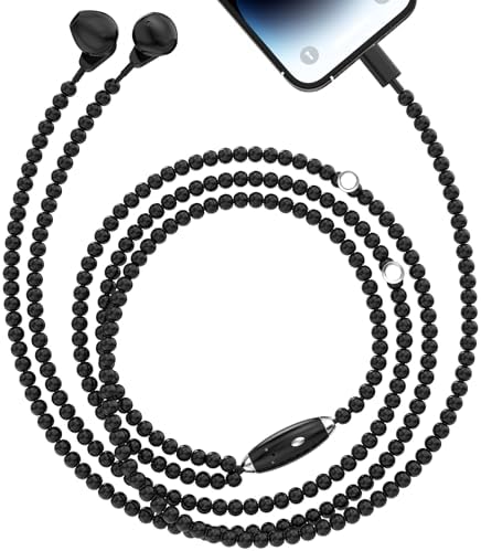 Elevate Your Listening Experience with Beaded Black Wired Earbuds – Tailored for i Phone Models 14, 13, 12, 11 Pro Max, X, XS, XR, 8, and 7 Plus – Ergonomically Designed for Ultimate Comfort, In-Line Microphone for Seamless Calls, Volume Control for Instant Adjustments – Innovative Magnetic Lock for Tangle-Free Storage – Perfect Companion for Music Lovers and Active Lifestyles Seeking Superior Sound Quality and Sleek Style.