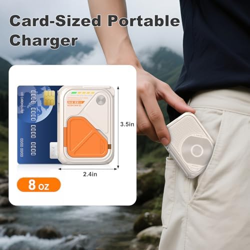 Compact Magnetic Power Bank – P05 Portable Charger with 10000 m Ah Capacity for Fast Wireless Charging, Built-in Cable & Foldable Plug – Perfect Travel Companion for i Phone, Samsung & Android Devices