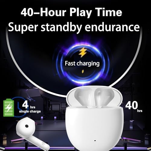 Revolutionary Bluetooth 5.3 Wireless Earbuds with Dynamic Hi-Fi Bass & Enhanced Noise Isolation – 40-Hour Battery Life & IPX7 Waterproof Rating for Rugged Use – Perfect for Audiophiles and Professionals Seeking Comfort and Crystal-Clear Communication